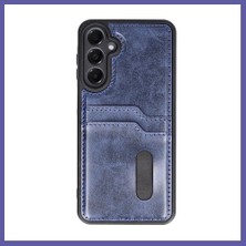 Nida Samsung Galaxy A55 5g Uyumlu Kılıf Sara Kartvizitli Deri Kılıf - Lacivert Nıda
