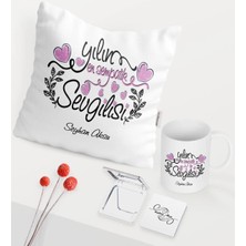 BK Gift Kişiye Özel Yılın En Sempatik Sevgilisi Temalı Beyaz Kupa Ayna Yastık Seti