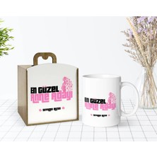 BK Gift Kişiye Özel Ahşap Kutuda Anneler Günü Temalı Anne Adayı Tasarımlı Beyaz Kupa Bardak-1