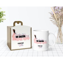 BK Gift Kişiye Özel Ahşap Kutuda Anneler Günü Temalı Anne Adayı Tasarımlı Beyaz Kupa Bardak-2