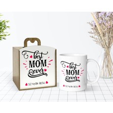 BK Gift Kişiye Özel Ahşap Kutuda Anneler Günü Temalı En Iyi Anne Tasarımlı Beyaz Kupa Bardak-4