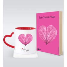 BK Gift Kişiye Özel Elif Şafak Aşk Kitabı & Kırmızı Kalpli Kupa Hediye Seti