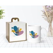BK Gift Kişiye Özel Ahşap Kutuda Pollock Style Tasarımlı Beyaz Kupa Bardak-1