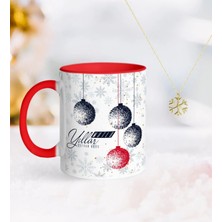 BK Gift Kişiye Özel Yılbaşı Mutlu Yıllar Kırmızı Kupa ve Kar Tanesi Kolye-13