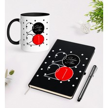 BK Gift Kişiye Özel Yılbaşı 2023 Temalı Siyah Defter Kalem Kupa Seti - 1