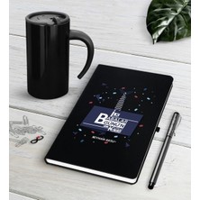 BK Gift Kişiye Özel Ilk Babalar Günün Kutlu Olsun Siyah Defter Kalem Termos Mug Seti-1