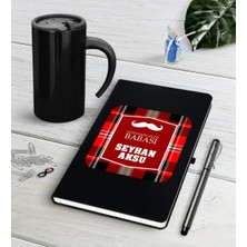 BK Gift Kişiye Özel Dünyanın En Iyi Babası Siyah Defter Kalem Termos Mug Seti-4