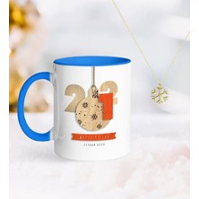 Bk Gift Kişiye Özel 2023 Mutlu Yıllar Mavi Kupa ve Kar Tanesi Kolye-3