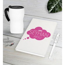 BK Gift Kişiye Özel Canım Babam Beyaz Defter Kalem Termos Mug Seti-2