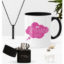 BK Gift Kişiye Özel Canım Babam Siyah Kupa Benzinli Çakmak Kolye Seti-2