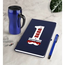 BK Gift Kişiye Özel 1. Sınıf Baba Lacivert Defter Kalem Termos Mug Seti