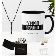 BK Gift Kişiye Özel Canım Babam Siyah Kupa Benzinli Çakmak Kolye Seti-4