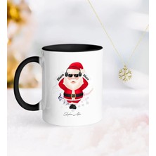 BK Gift Kişiye Özel Noel Baba Siyah Kupa ve Kar Tanesi Kolye-1