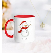 BK Gift Kişiye Özel Kardan Adam Kırmızı Kupa ve Kar Tanesi Kolye-2