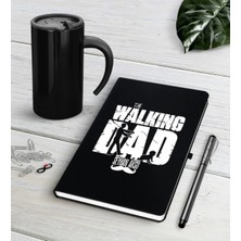 BK Gift Kişiye Özel Walking Dad Siyah Defter Kalem Termos Mug Seti-2