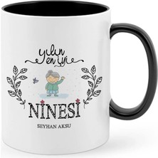 BK Gift Kişiye Özel Yılın En Iyi Ninesi Siyah Kupa Bardak