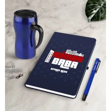 BK Gift Kişiye Özel Mimar Baba Lacivert Defter Kalem Termos Mug Seti-1