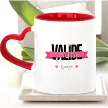 BK Gift Kişiye Özel Valide Sultan Kırmızı Kalpli Kupa Bardak - 1