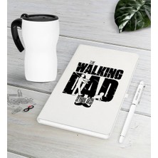 BK Gift Kişiye Özel The Walking Dad Beyaz Defter Kalem Termos Mug Seti-2