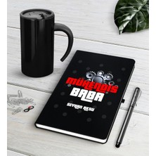 BK Gift Kişiye Özel Mühendis Baba Siyah Defter Kalem Termos Mug Seti-1