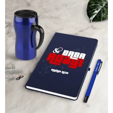 BK Gift Kişiye Özel Baba Adayı Lacivert Defter Kalem Termos Mug Seti-3