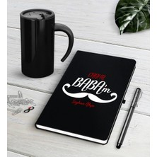 BK Gift Kişiye Özel Canım Babam Siyah Defter Kalem Termos Mug Seti-8