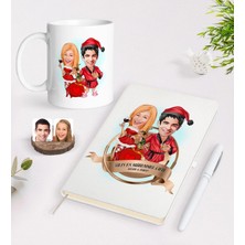 BK Gift Kişiye Özel Yılın En Mükemmel Çifti Karikatürlü Beyaz Defter Kalem ve Kupa Seti-65