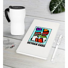 BK Gift Kişiye Özel Canım Babam Beyaz Defter Kalem Termos Mug Seti-3