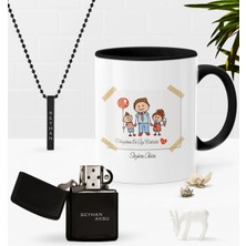 BK Gift Kişiye Özel Dünyanın En Iyi Babası Siyah Kupa Benzinli Çakmak Kolye Seti-8