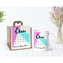 BK Gift Kişiye Özel Ahşap Kutuda Tarihli Doğum Günü Tasarımlı Beyaz Kupa Bardak-4