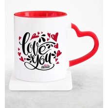 BK Gift Kişiye Özel Seni Seviyorum Kırmızı Kalpli Kupa Bardak - 4