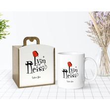 BK Gift Kişiye Özel Ahşap Kutuda Evin Reisi Tasarımlı Beyaz Kupa Bardak-2