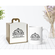 BK Gift Kişiye Özel Ahşap Kutuda Isimli Beyaz Kupa Bardak-12