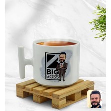 BK Gift Kişiye Özel Erkek Big Boss Karikatürlü T Kulplu Beyaz Middle Kupa Bardak-1