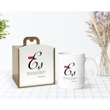 BK Gift Kişiye Özel Ahşap Kutuda Mânâ Eş Tasarımlı Beyaz Kupa Bardak-1