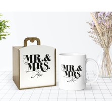 BK Gift Kişiye Özel Ahşap Kutuda Bay ve Bayan Tasarımlı Beyaz Kupa Bardak-1