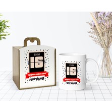 BK Gift Kişiye Özel Ahşap Kutuda Tarihli Doğum Günü Tasarımlı Beyaz Kupa Bardak-7