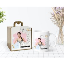 BK Gift Kişiye Özel Ahşap Kutuda Isimli Fotoğraflı Beyaz Kupa Bardak-3