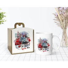 BK Gift Kişiye Özel Ahşap Kutuda London Tasarımlı Beyaz Kupa Bardak-1