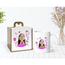 BK Gift Kişiye Özel Ahşap Kutuda Fotoğraflı Doğum Günü Tasarımlı Beyaz Kupa Bardak-4