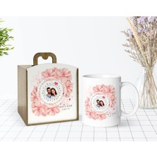 BK Gift Kişiye Özel Ahşap Kutuda Fotoğraflı Tarihli Sonsuz Takvim Beyaz Kupa Bardak-2