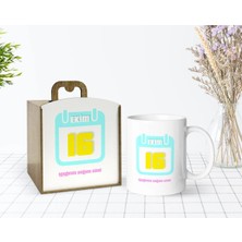 BK Gift Kişiye Özel Ahşap Kutuda Tarihli Doğum Günü Tasarımlı Beyaz Kupa Bardak-6