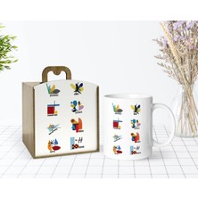 BK Gift Kişiye Özel Ahşap Kutuda Ressamlar Sanat Tarihi Tasarımlı Beyaz Kupa Bardak-1