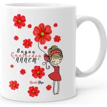 BK Gift Kişiye Özel Bugün Günlerden Annem Beyaz Kupa Bardak - 2
