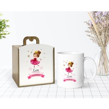 BK Gift Kişiye Özel Ahşap Kutuda Evin Prensesi Tasarımlı Beyaz Kupa Bardak-1