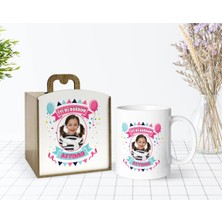 BK Gift Kişiye Özel Ahşap Kutuda Fotoğraflı Doğum Günü Tasarımlı Beyaz Kupa Bardak-2