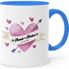 BK Gift Kişiye Özel Sevgililer Günü Temalı Mavi Kupa Bardak - 22