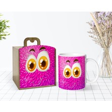 BK Gift Kişiye Özel Ahşap Kutuda Emoji Tasarımlı Beyaz Kupa Bardak-2