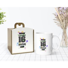 BK Gift Kişiye Özel Ahşap Kutuda Tarihli Iyi Ki Doğdun Tasarımlı Beyaz Kupa Bardak-1