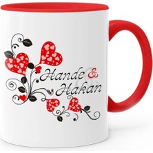 BK Gift Kişiye Özel Sevgililer Günü Temalı Kırmızı Kupa Bardak - 2
